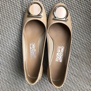 Salvatore Ferragamo Nude Patent Heels